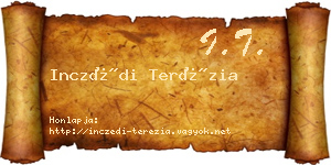 Inczédi Terézia névjegykártya
